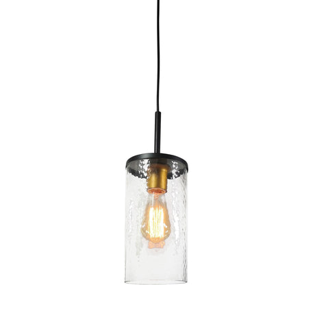 Oriel Lighting Raymont Single Pendant Matt Black / Clear