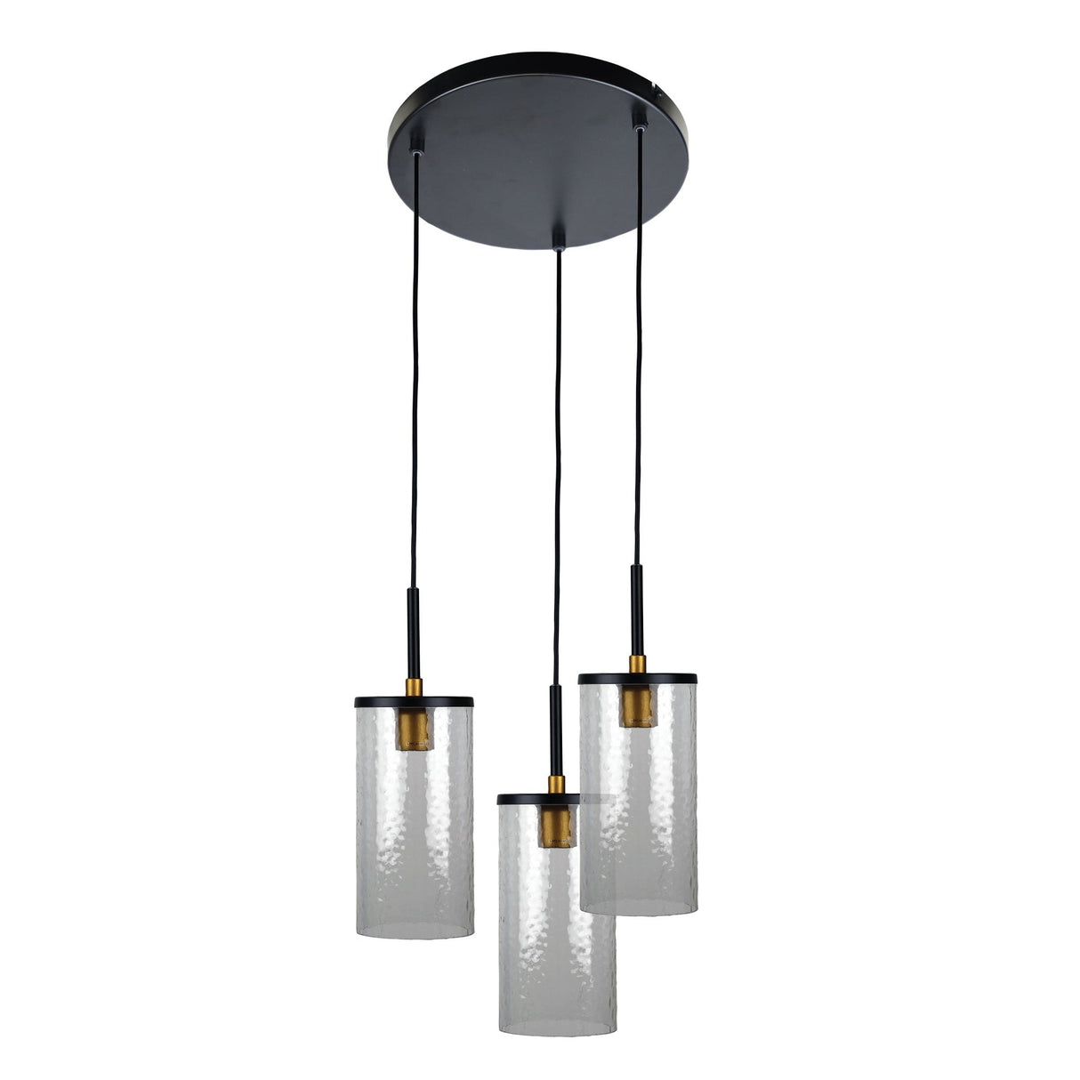 Oriel Lighting Raymont 3 Light Dropper Pendant Matt Black / Clear