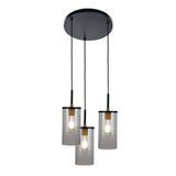 Oriel Lighting Raymont 3 Light Dropper Pendant Matt Black / Clear