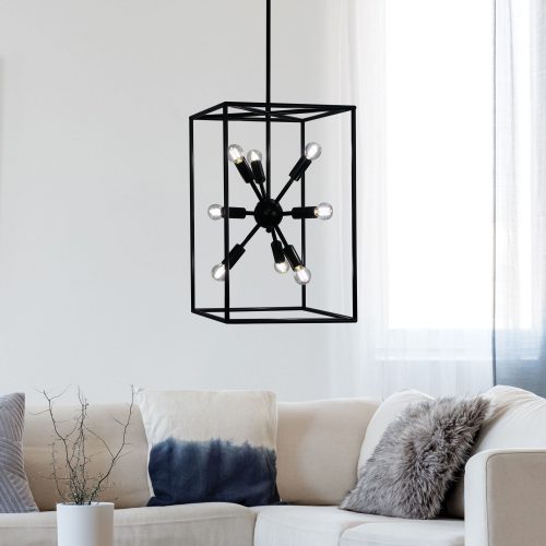 Oriel Lighting GEORGETOWN.35 Designer Box Pendant with Exposed Globes Black