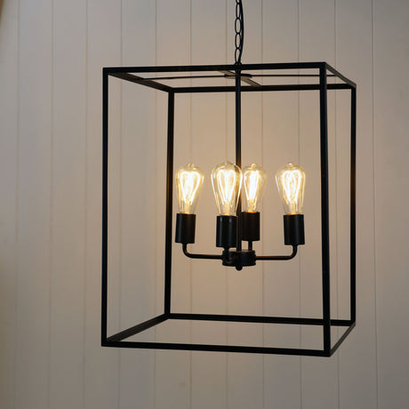 Oriel Lighting Hampton 4 Light Pendant Black No Glass