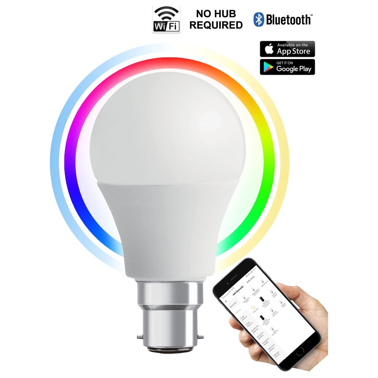 CLA SMTGLS LED Smart Dimmable Tri-CCT+RGB GLS Globes