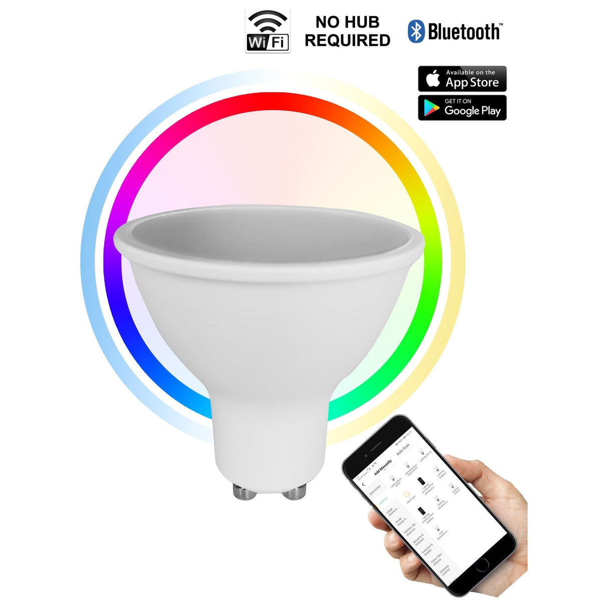 CLA SMTGU10 LED Smart Dimmable RGB+Tri-CCT GU10 Globe