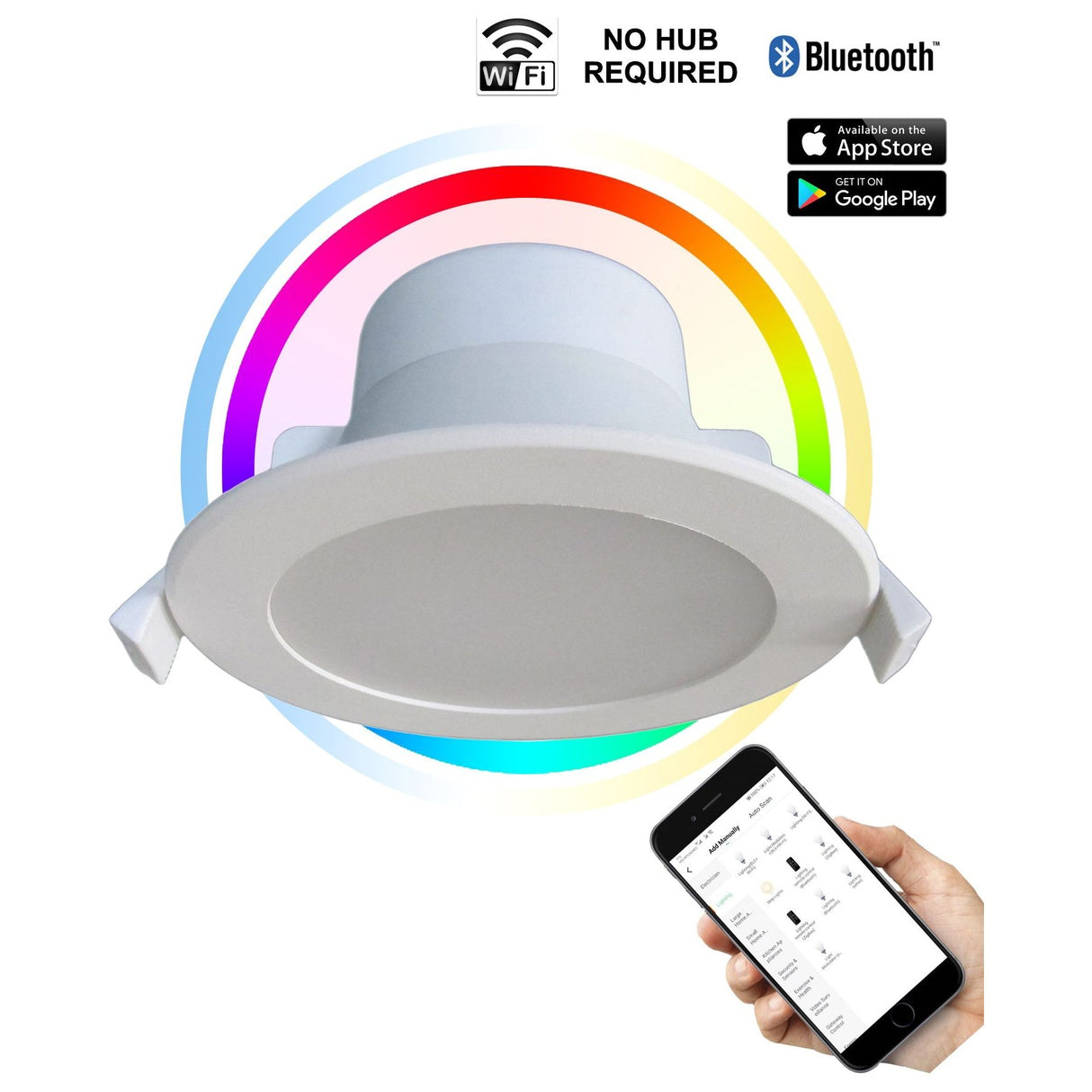 CLA LED Smart White Round Dimmable Tri-CCT RGB 9W Downlight