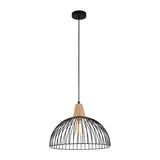 CLA Strand Iron and Wood Dome Cage Pendant lights