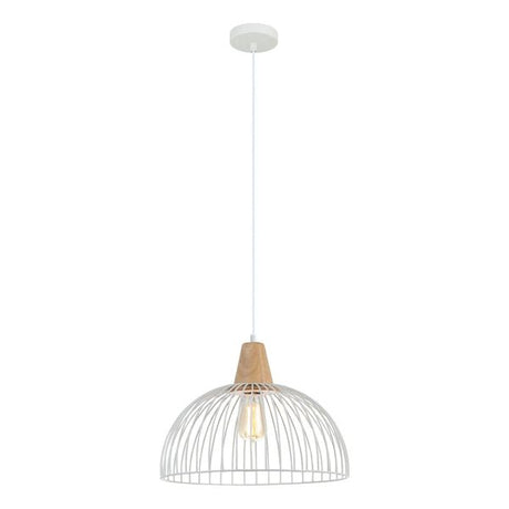 CLA Strand Iron and Wood Dome Cage Pendant lights