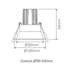 Domus Cell 13W 5CCT 60° DT90 Complete Dimmable Downlight Kit