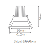 Domus Cell 13W 5CCT 60° DT90 Complete Dimmable Downlight Kit