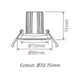 Domus Cell 13W 5CCT 60° T75 Complete Dimmable Downlight Kit