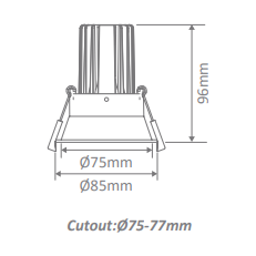 Domus Cell 9W 5CCT 60° D75 Complete Dimmable Downlight Kit