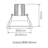 Domus Cell 9W 5CCT 60° DT90 Complete Dimmable Downlight Kit