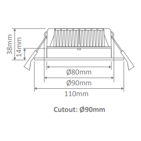 Domus DECO-13 Square 13W Dimmable LED Tricolour IP44 Downlight Aluminium