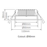 Domus DECO-13 Square 13W Dimmable LED Tricolour IP44 Downlight Aluminium