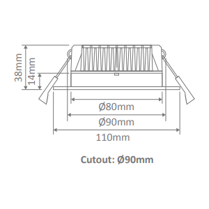 Domus DECO-13 Square 13W Dimmable LED Tricolour IP44 Downlight Black