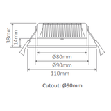 Domus DECO-13 Square 13W Dimmable LED Tricolour IP44 Downlight White