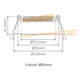 Domus DECO-13 Round 13W Dimmable LED Tricolour Tiltable IP44 Downlight White