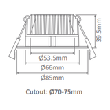 Domus DECO-8 Round 8W Dimmable LED Tricolour IP44 Downlight Aluminium