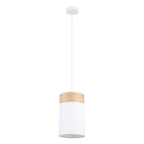 CLA TAMBURA Oblong Cloth Shade with Blonde Wood Trim Pendant Lights