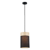 CLA TAMBURA Oblong Cloth Shade with Blonde Wood Trim Pendant Lights