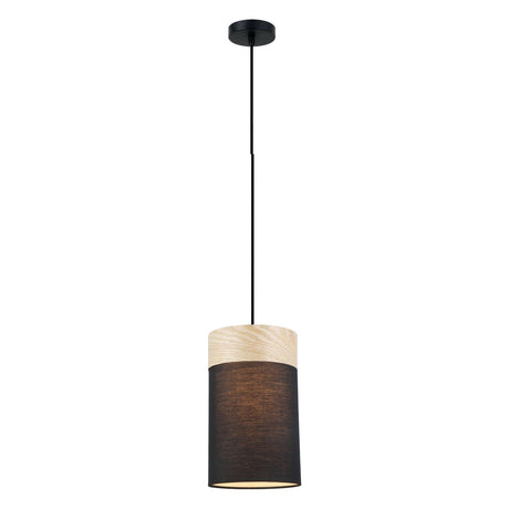 CLA TAMBURA Oblong Cloth Shade with Blonde Wood Trim Pendant Lights