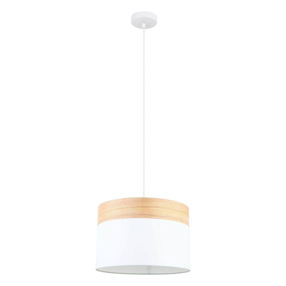 CLA TAMBURA Oblong Cloth Shade with Blonde Wood Trim Pendant Lights