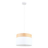 CLA TAMBURA Oblong Cloth Shade with Blonde Wood Trim Pendant Lights