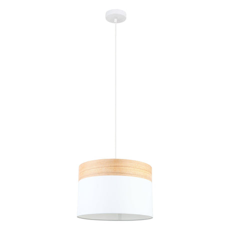 CLA TAMBURA Oblong Cloth Shade with Blonde Wood Trim Pendant Lights