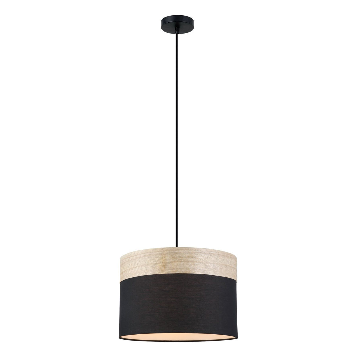 CLA TAMBURA Oblong Cloth Shade with Blonde Wood Trim Pendant Lights