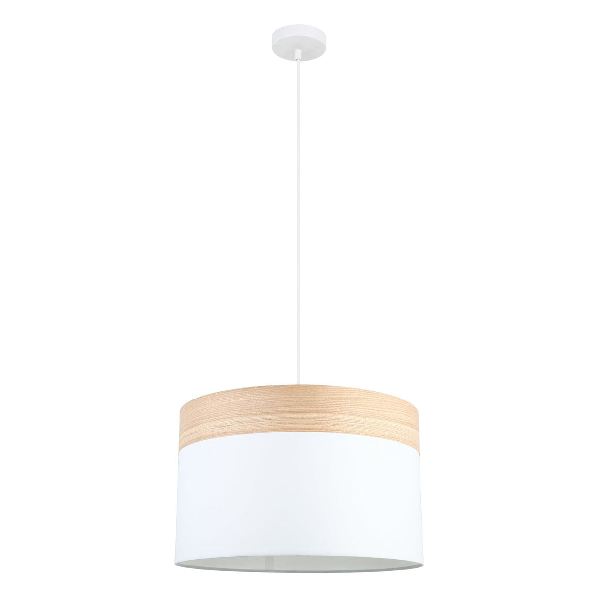 CLA TAMBURA Oblong Cloth Shade with Blonde Wood Trim Pendant Lights