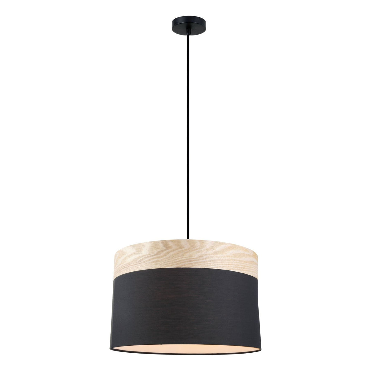 CLA TAMBURA Oblong Cloth Shade with Blonde Wood Trim Pendant Lights