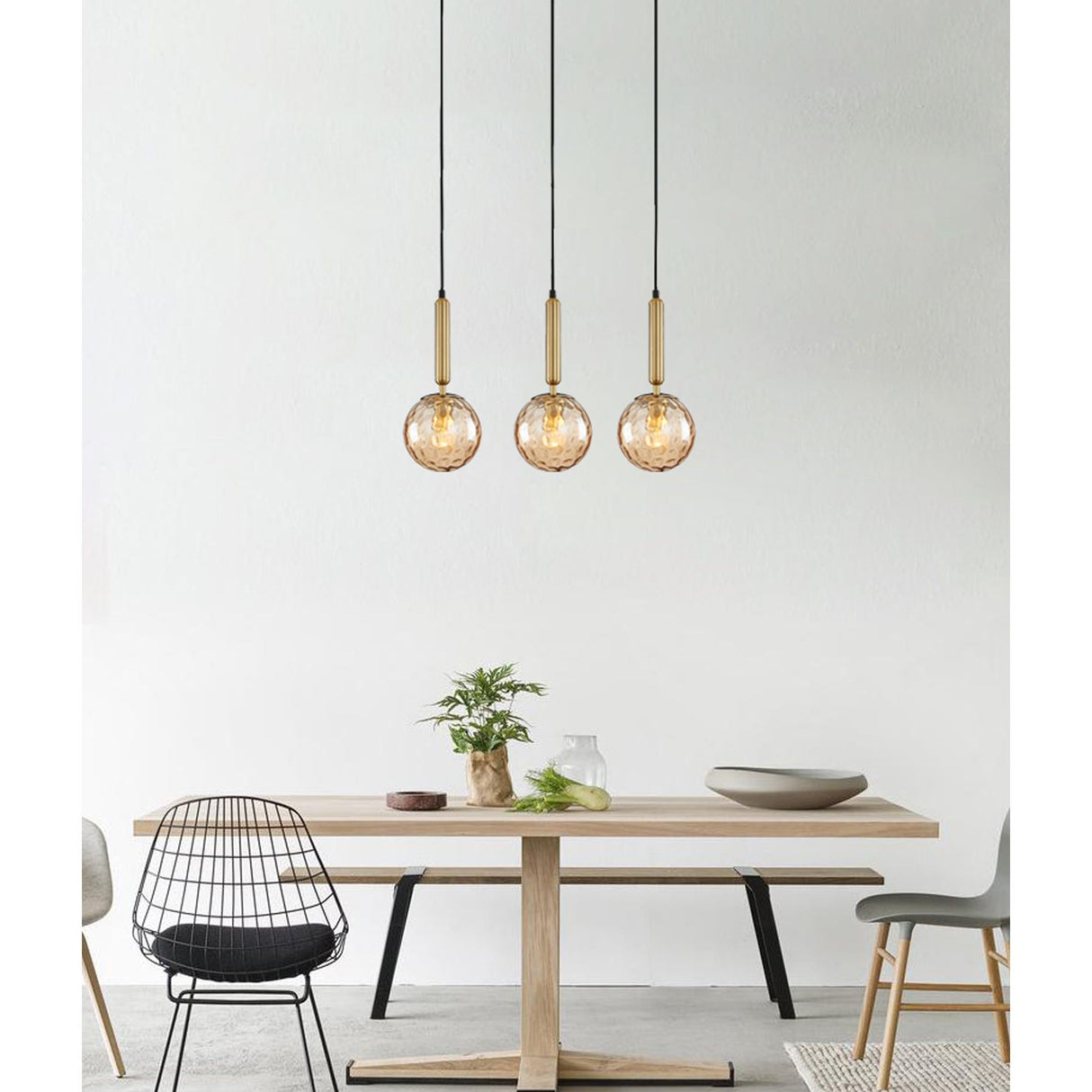 CLA TRATTINO Interior 3 Light Bar Spherical Glass Pendant