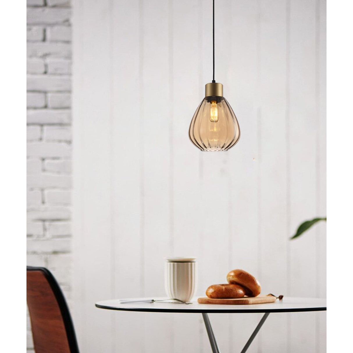 CLA TULIP Interior Single Wine Glass Ribbed Pendant Lights