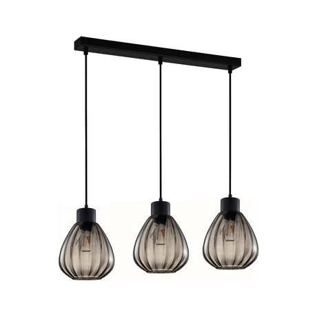 CLA TULIP Interior 3 Light Bar Wine Glass Ribbed Pendant