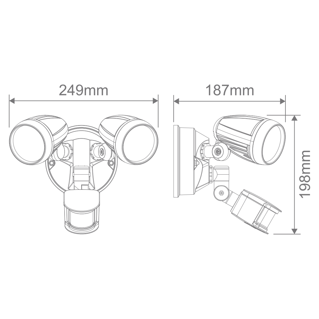 Domus MURO-PRO-30S Twin Head 30W LED Spotlight with Sensor