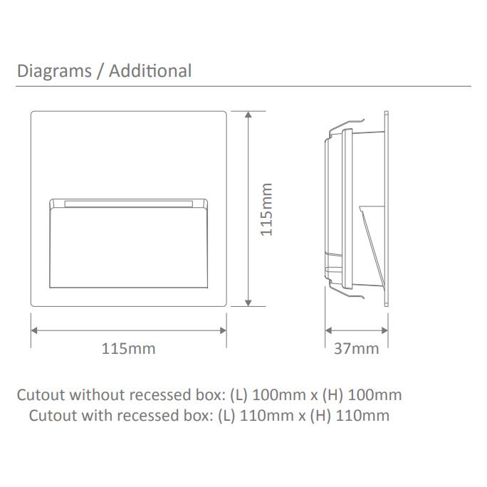 Domus ZAC-4 4W Square Recessed LED Wall Light IP65 12V