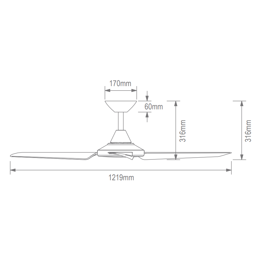 Domus AXIS 3 BLADE 48" DC CEILING FAN