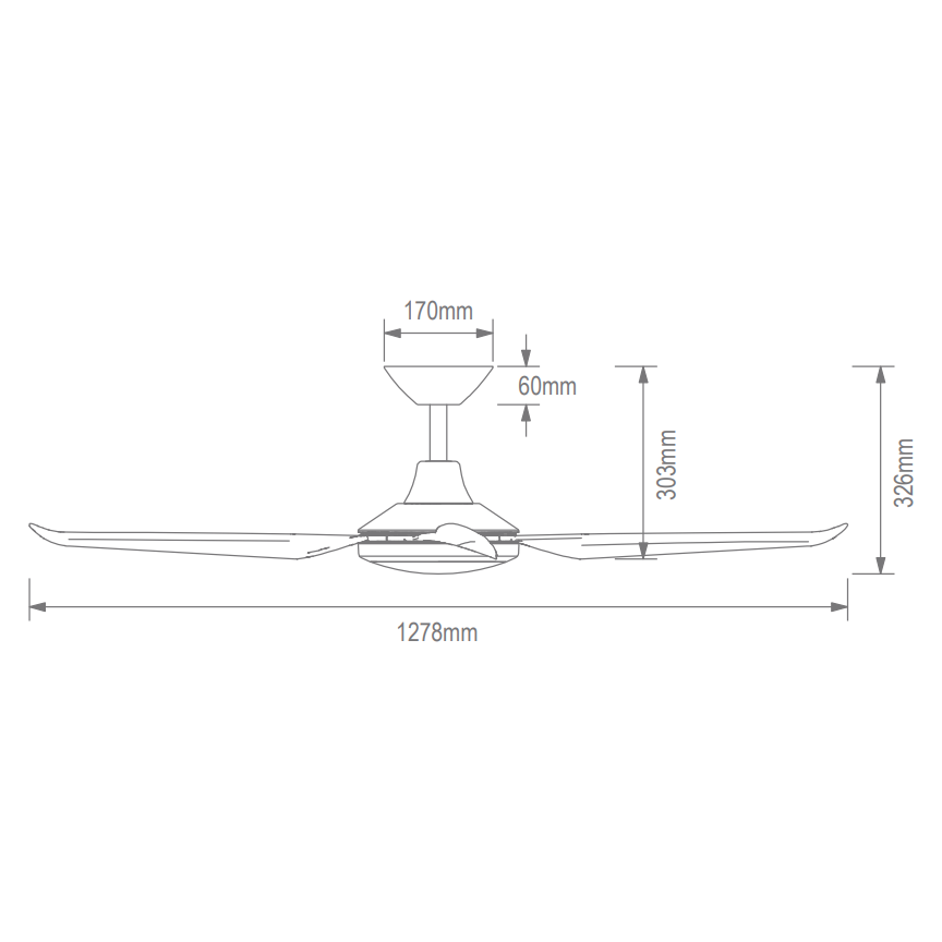 Domus MOTION 4 BLADE 52" DC CEILING FAN WITH LED LIGHT