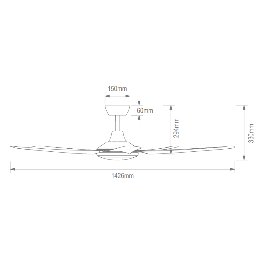 Domus HOVER 5 BLADE 56" DC CEILING FAN WITH LED LIGHT