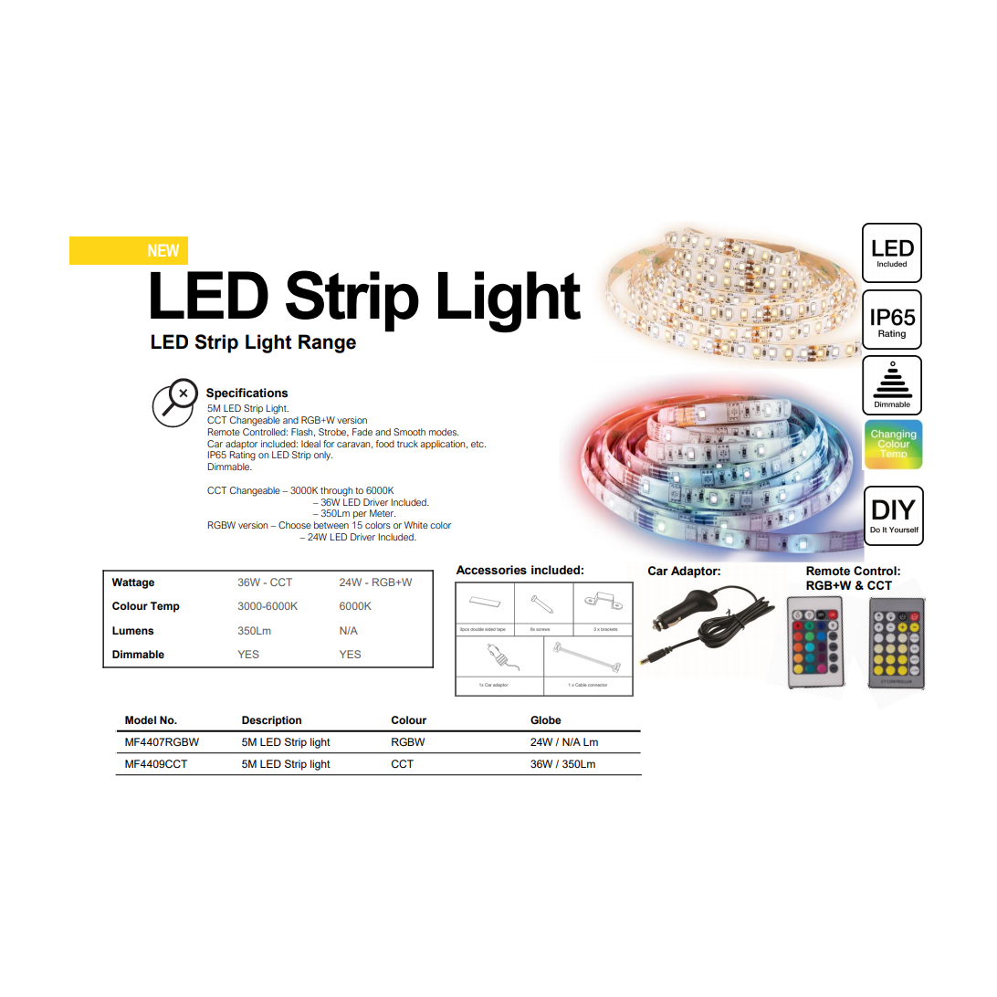 Mercator 24W LED Strip Lighting RGBW