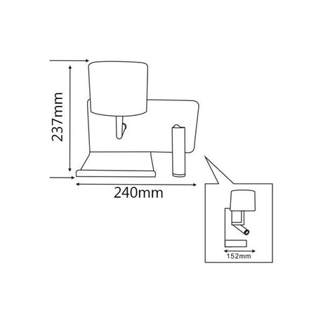 CLA City Vigo LED surface mounted Wall / Reading Light with USB