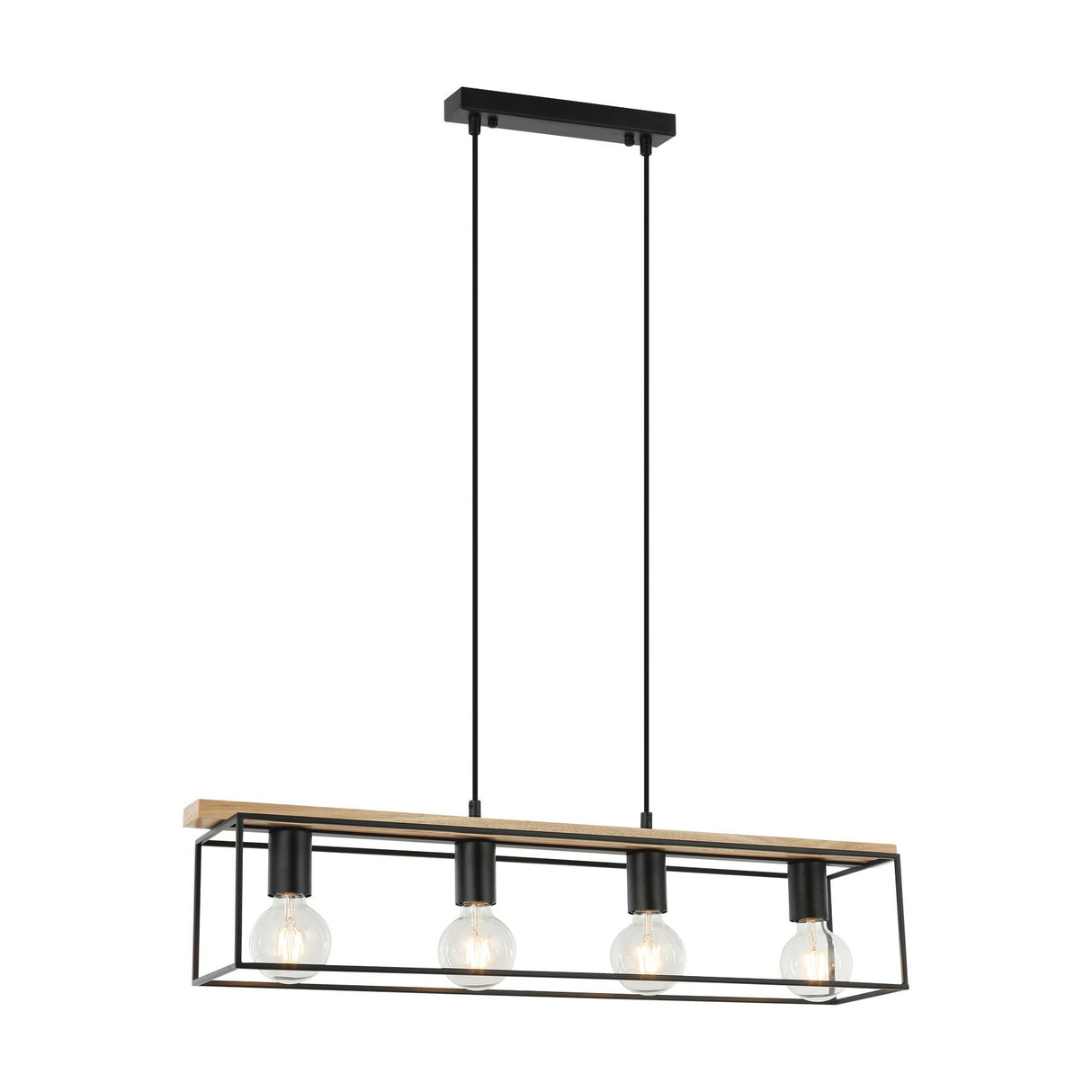 CLA VIRUN Interior Rectangular Frame Wood with Black Hardware Pendant Light