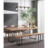 CLA VIRUN Interior Rectangular Frame Wood with Black Hardware Pendant Light