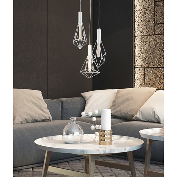 CLA Whiteband White Iron Cage Pendant Lights