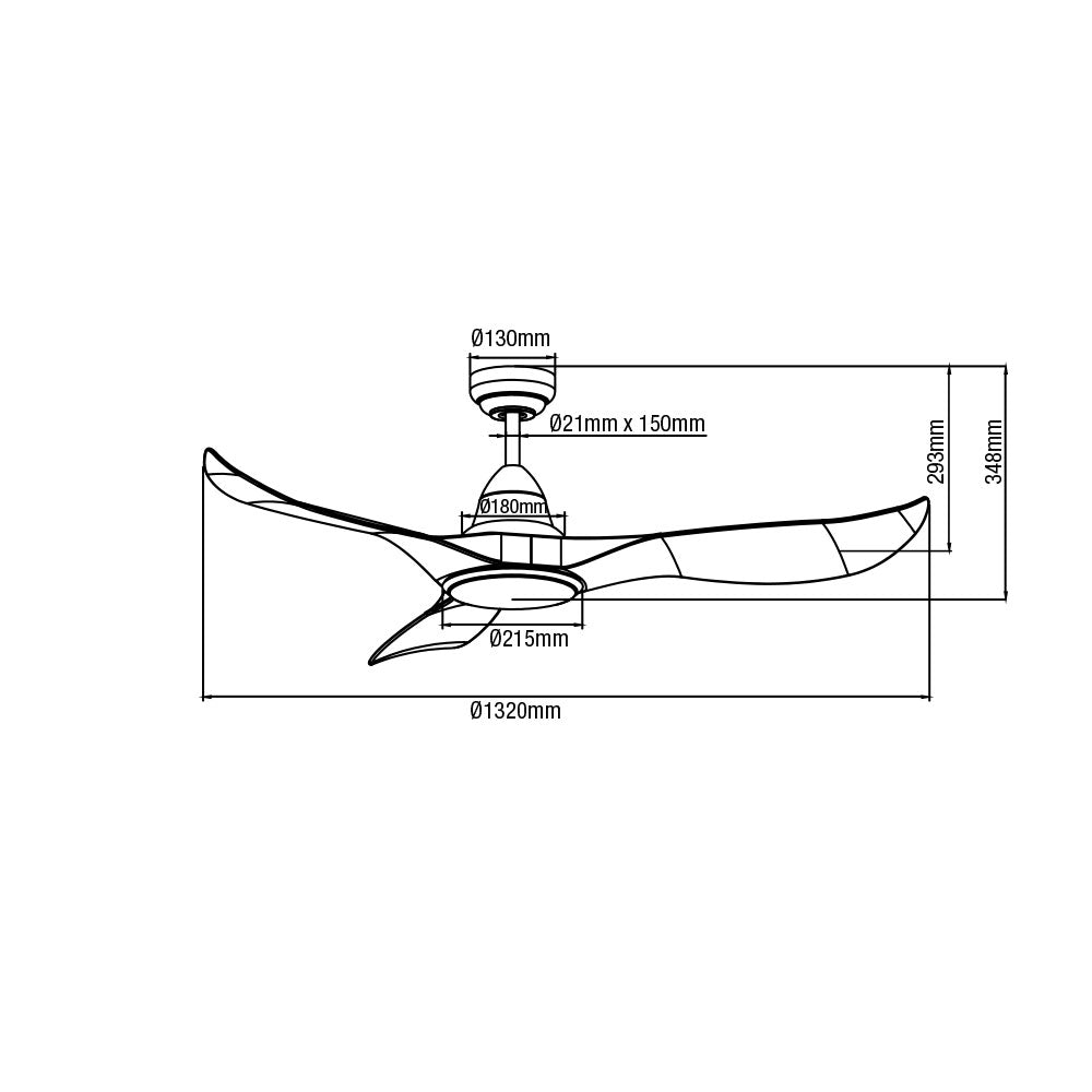 Martec Wave 1320mm DC Ceiling Fan with Remote Control & LED Light