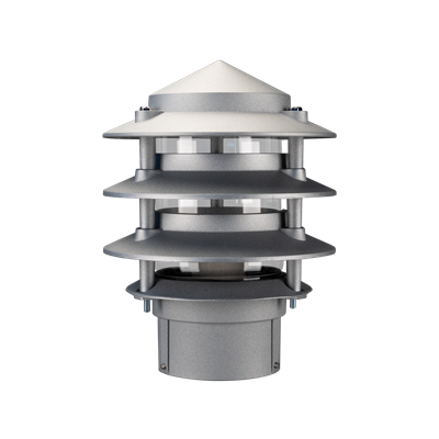 Domus BL-100 Three Tier Bollard Head E27 Garden Light Powder Coated Finish