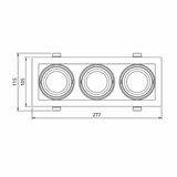 3A Lighting 3X10W SQ Adjudtable Downlight LUX-DD2810M-C30W