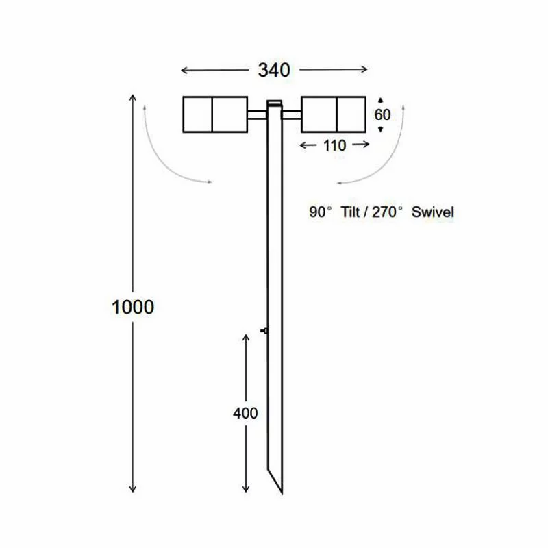 3A Lighting Double Head Garden Spike Light 1M