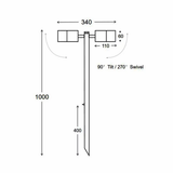 3A Lighting Double Head Garden Spike Light 1M