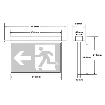 3A Lighting Exit Sign Blade Recessed