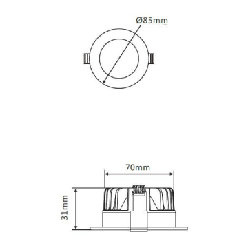 3A 10W 70MM Downlight Tri Colour DL1275